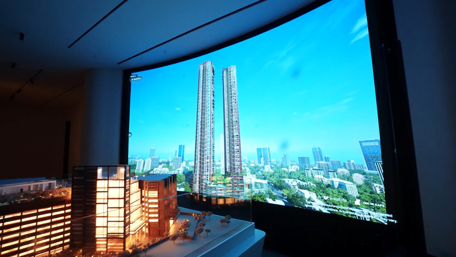 Interactive iot scale model with large led curve screen